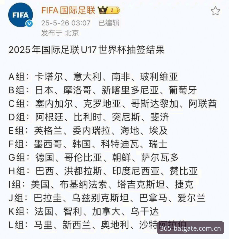 U17世界杯抽签结果出炉，bat365平台观赛完整指南